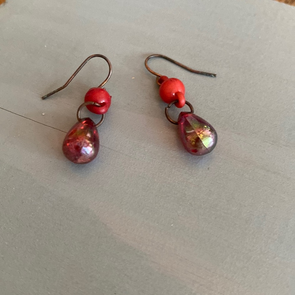Red & Purple Stone Earrings